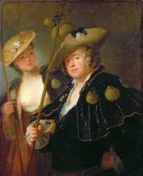 Gustav Adolf Graf von Gotter und seine Nichte Friederike von Wangenheum in Pilgerkostümen, ca. 1750